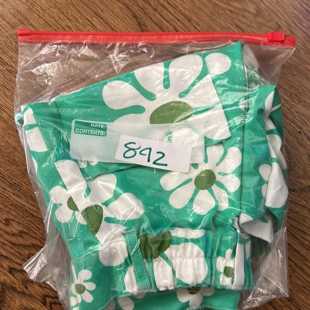 Big Bud Press Green Floral Work Pants Fun Bright Retro Shorts Size XXS - Picture 7 of 8